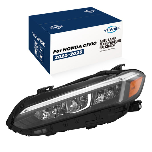 YEWISE LED Headlight Assembly for 2022-2025 Honda Civic – Driver Side (Left / LH), Full LED with Sequential DRL, Low Beam + High Beam + Turn Signal, Chrome Accent, Direct OEM Replacement (OEM# 33150-T20-A52), DOT Compliant