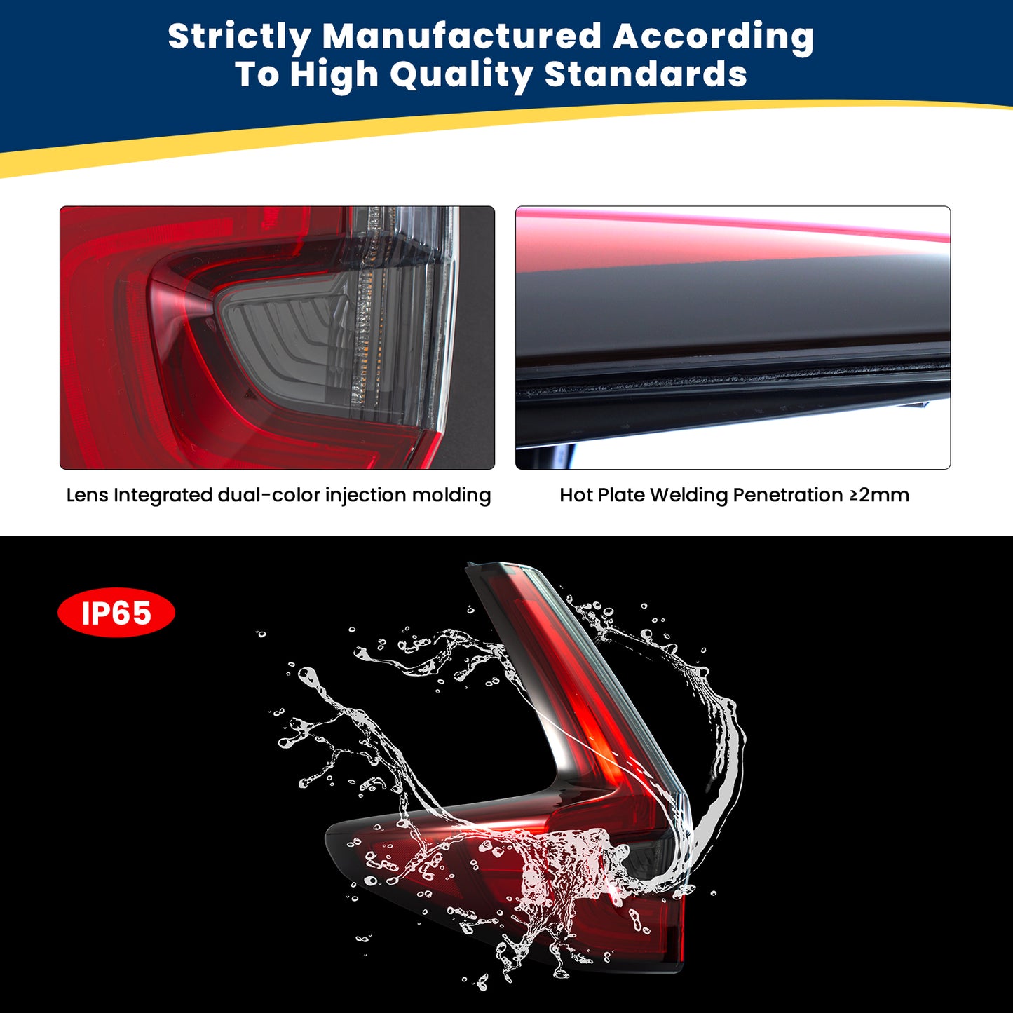 YEWISE LED Tail Light Assembly for 2020-2022 Honda CR-V – Driver Side (Left, Outer / Body-Mounted), Full LED with DRL + Brake + Turn Signal + Side Marker, Direct OEM Replacement (OEM# 33550-TLA-A21), DOT Compliant