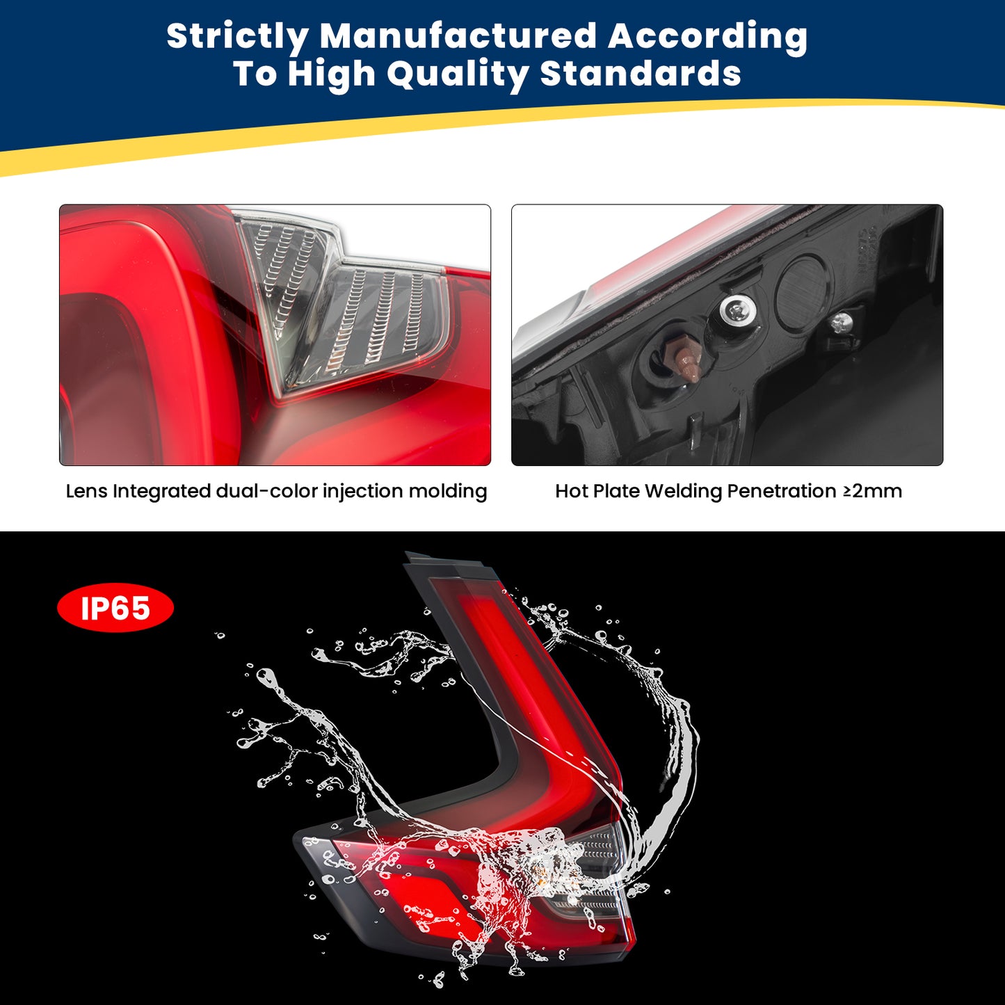 YEWISE LED Tail Light Assembly for 2023-2025 Honda CR-V – Driver Side (Left, Outer / Body-Mounted), LED DRL + Brake Light + Turn Signal, Direct OEM Replacement (OEM# 33550-3A0-A11), DOT Compliant